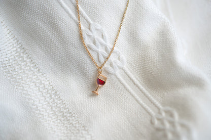 Red Wine Glass Charm Necklace: