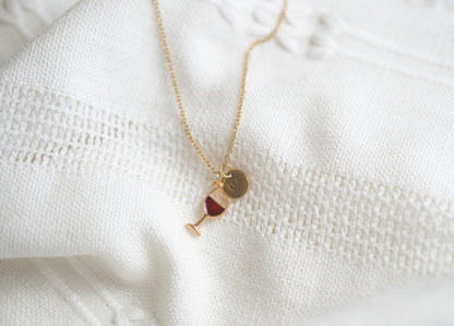 Red Wine Glass Charm Necklace: