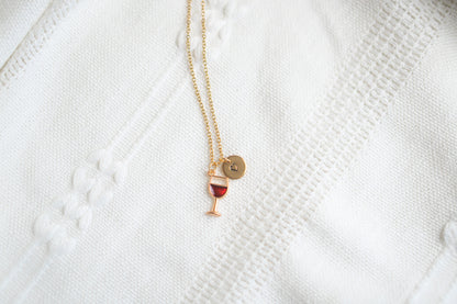 Red Wine Glass Charm Necklace: