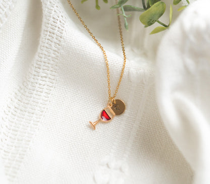 Red Wine Glass Charm Necklace: