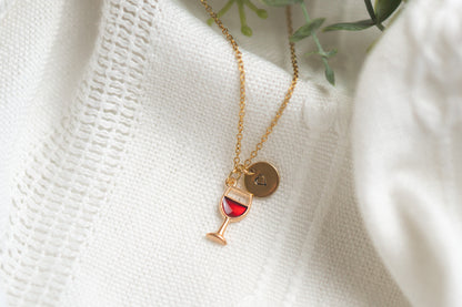 Red Wine Glass Charm Necklace: