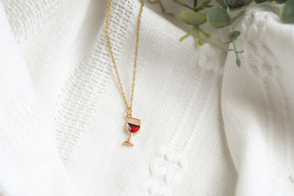 Red Wine Glass Charm Necklace: