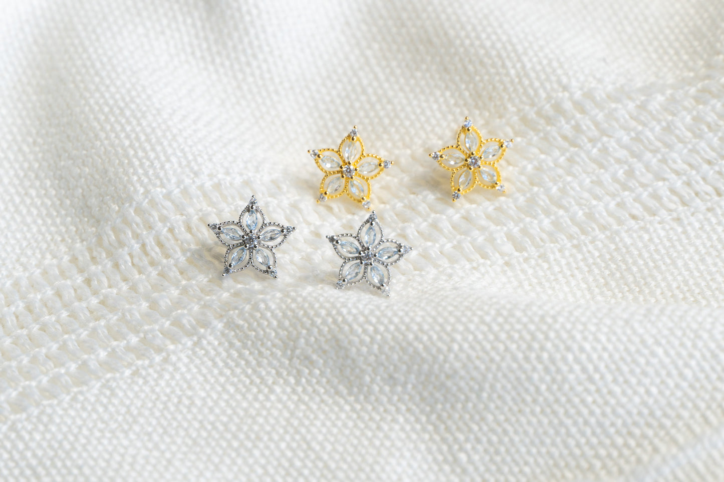 Snowflake Stud in Sterling Silver or Gold