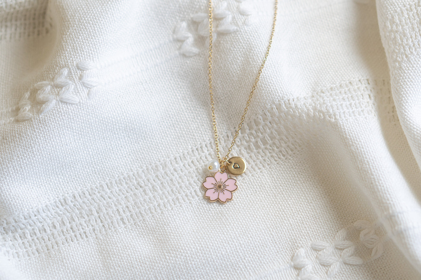 Flower Charm with Pearl Necklace