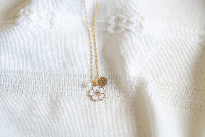 Flower Charm with Pearl Necklace