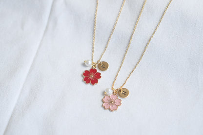 Flower Charm with Pearl Necklace