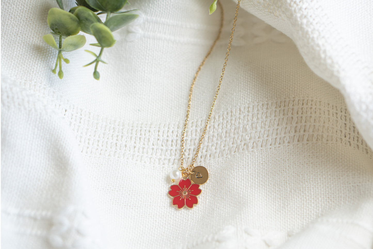 Flower Charm with Pearl Necklace