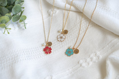 Flower Charm with Pearl Necklace