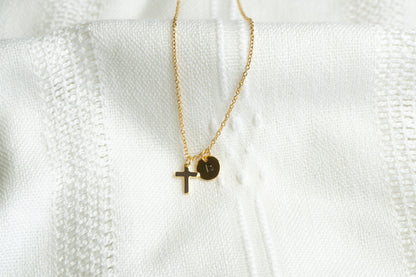Small Gold Cross Pendant Necklace