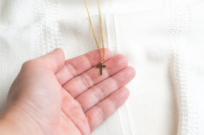 Small Gold Cross Pendant Necklace