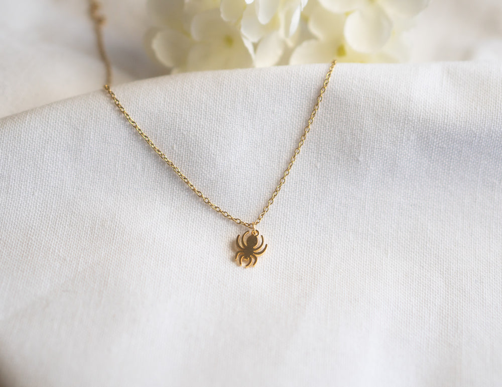 Small Gold Spider Necklace