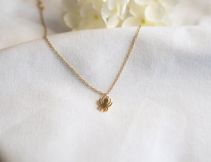 Small Gold Spider Necklace