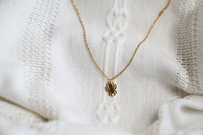 Small Gold Spider Necklace