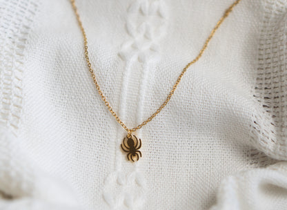 Small Gold Spider Necklace