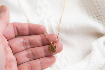 Small Gold Spider Necklace