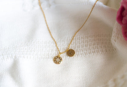 Dainty Golden Compass Cubic Zirconia Necklace