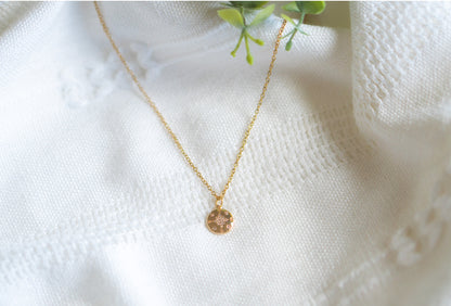 Dainty Golden Compass Cubic Zirconia Necklace