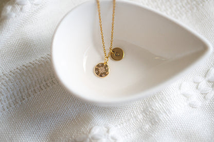 Dainty Golden Compass Cubic Zirconia Necklace