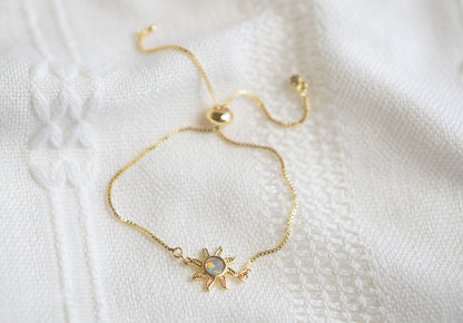 Boho Gold Sun Opal Bracelet