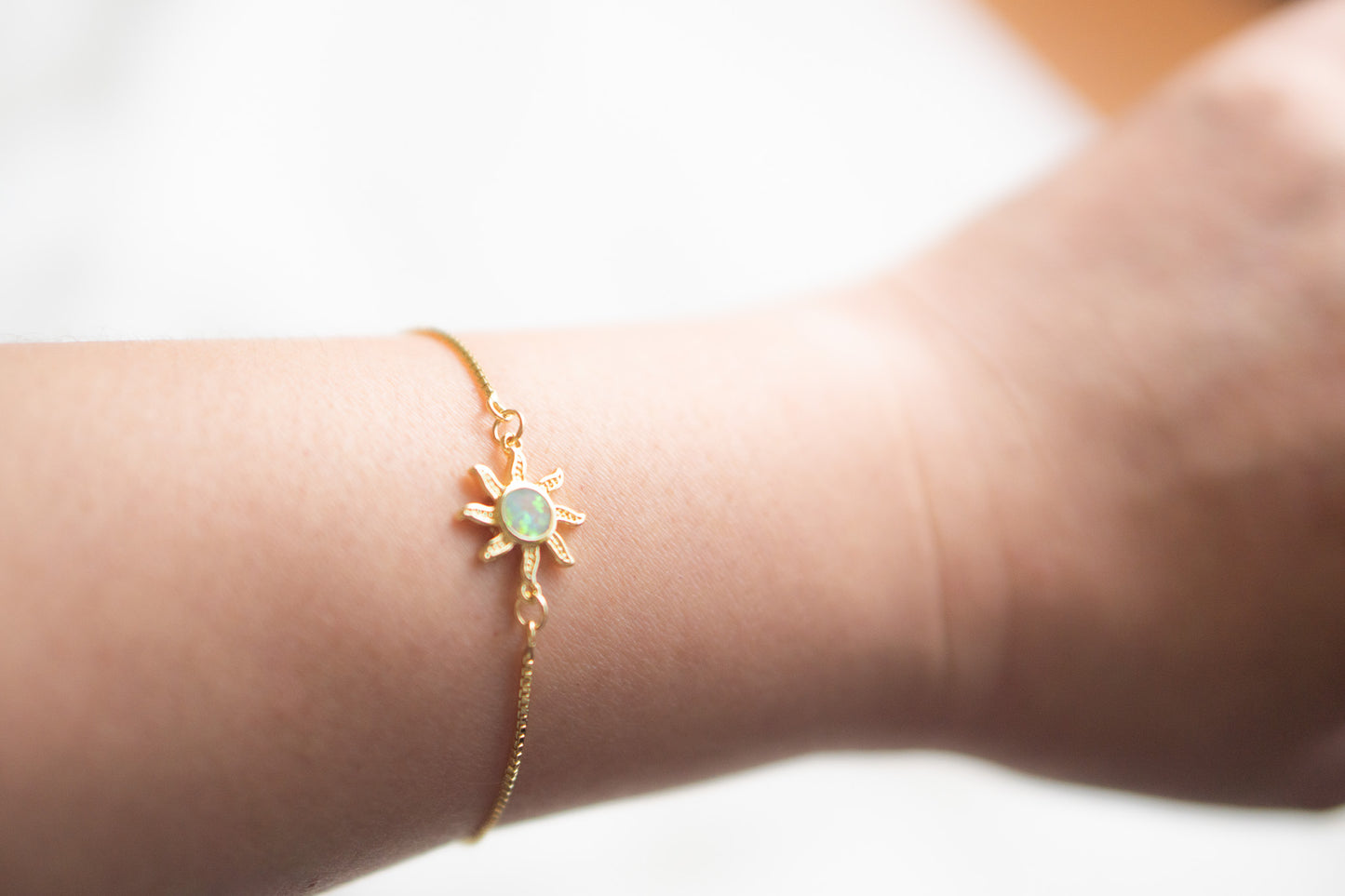 Boho Gold Sun Opal Bracelet