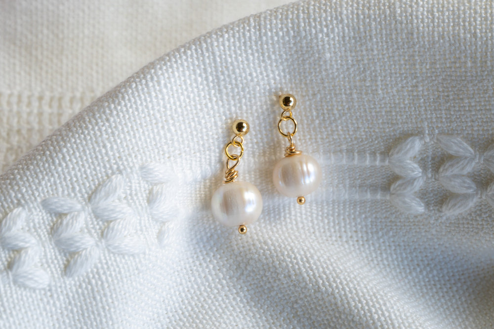 Dainty Pearl Drop Stud