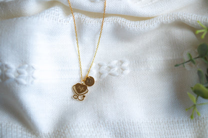 Gold Stethoscope Heart Necklace