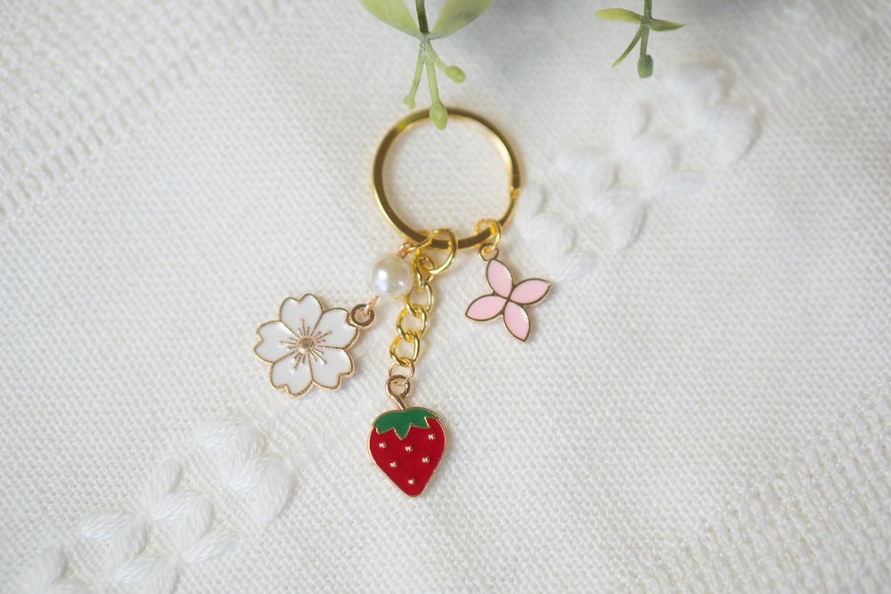 Strawberry Flower Keychain