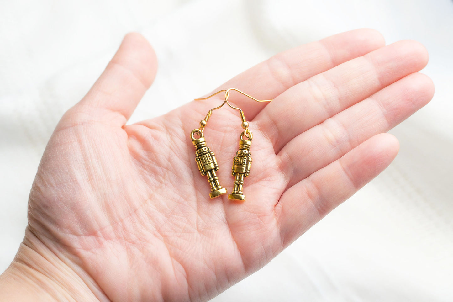 Gold Nutcracker Drop Earrings