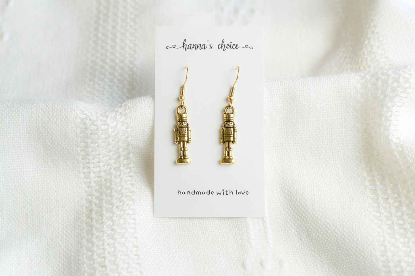 Gold Nutcracker Drop Earrings