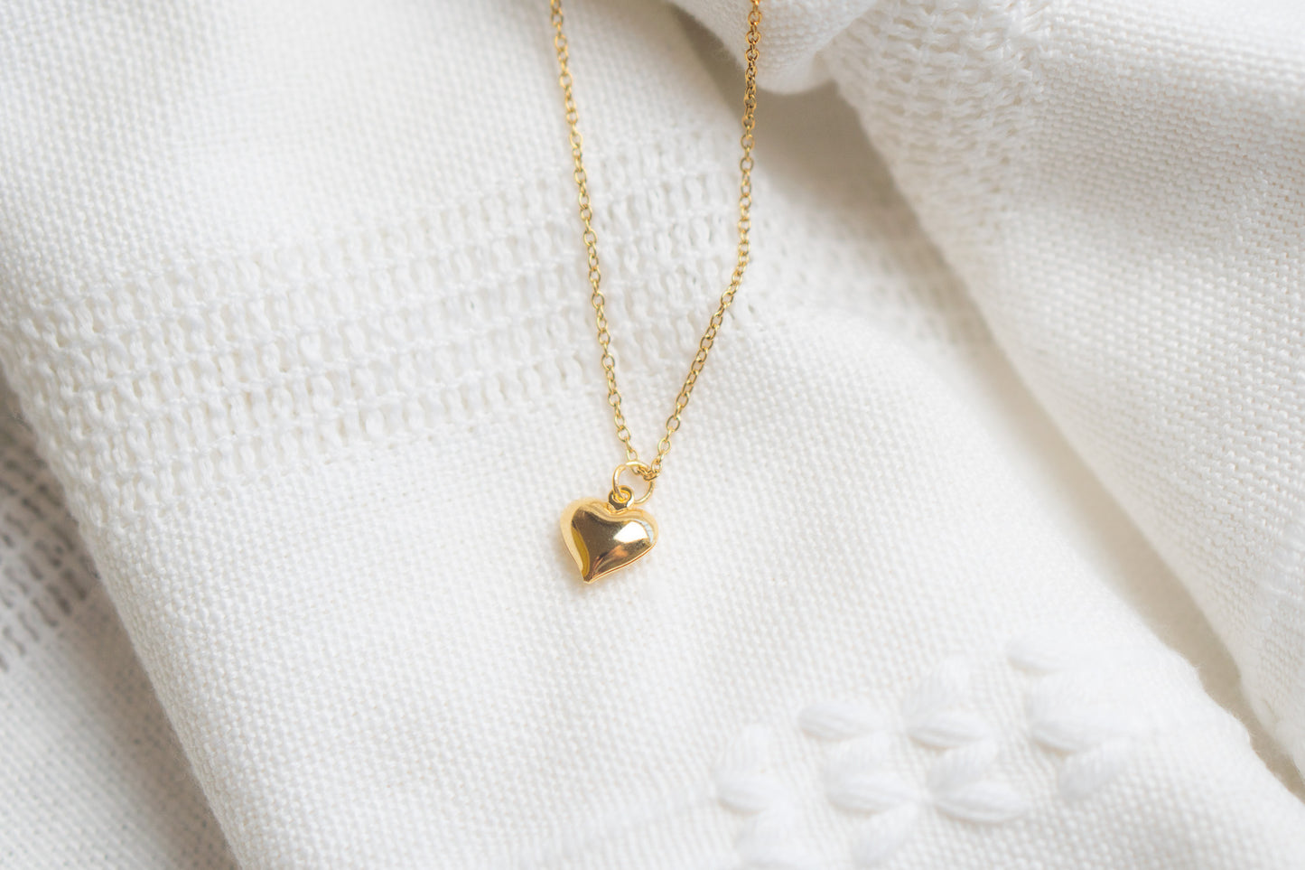 Mini Gold Puff Heart Necklace