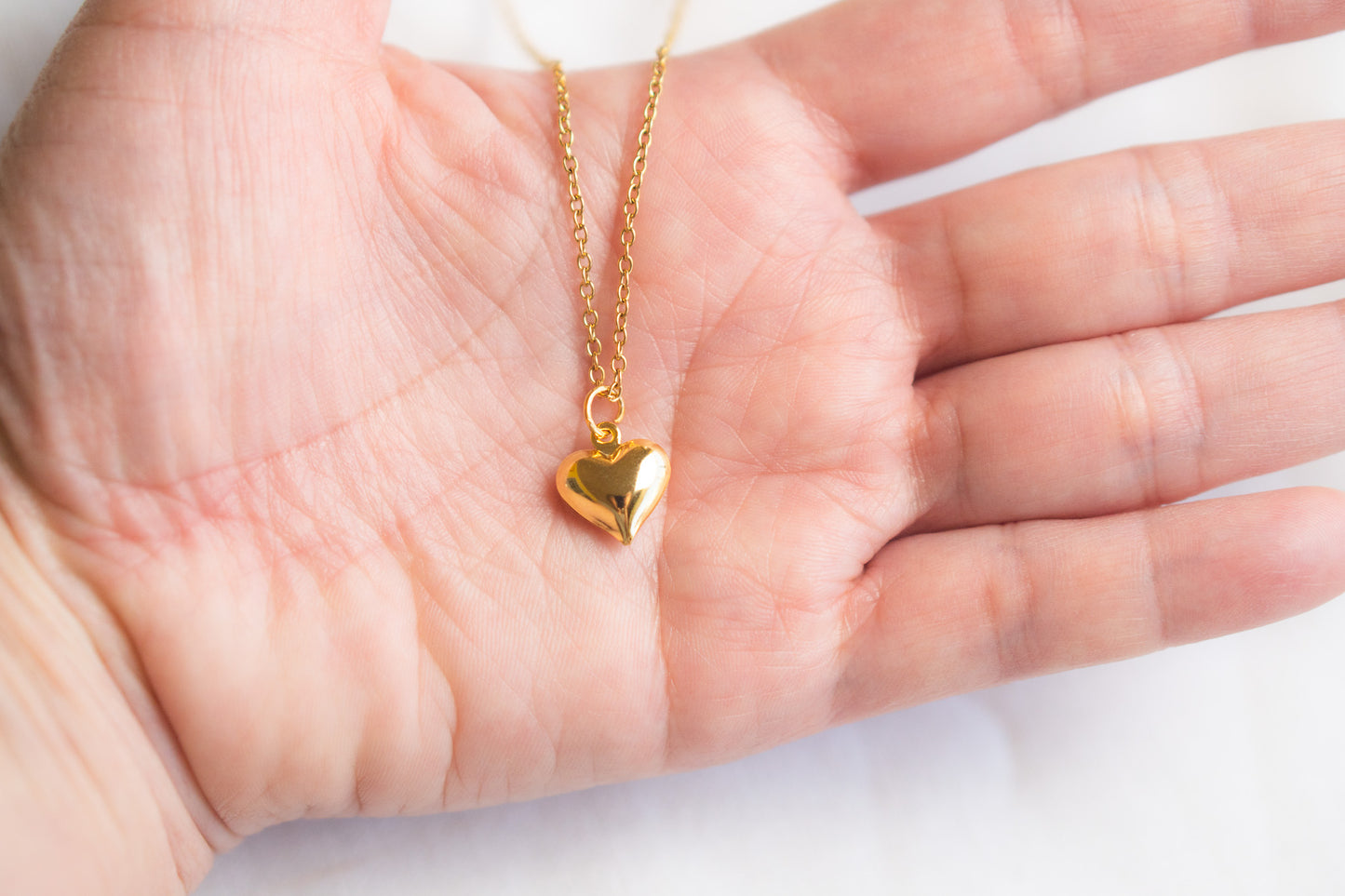 Mini Gold Puff Heart Necklace