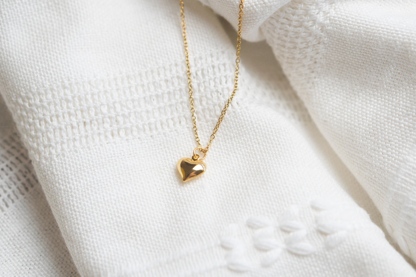 Mini Gold Puff Heart Necklace