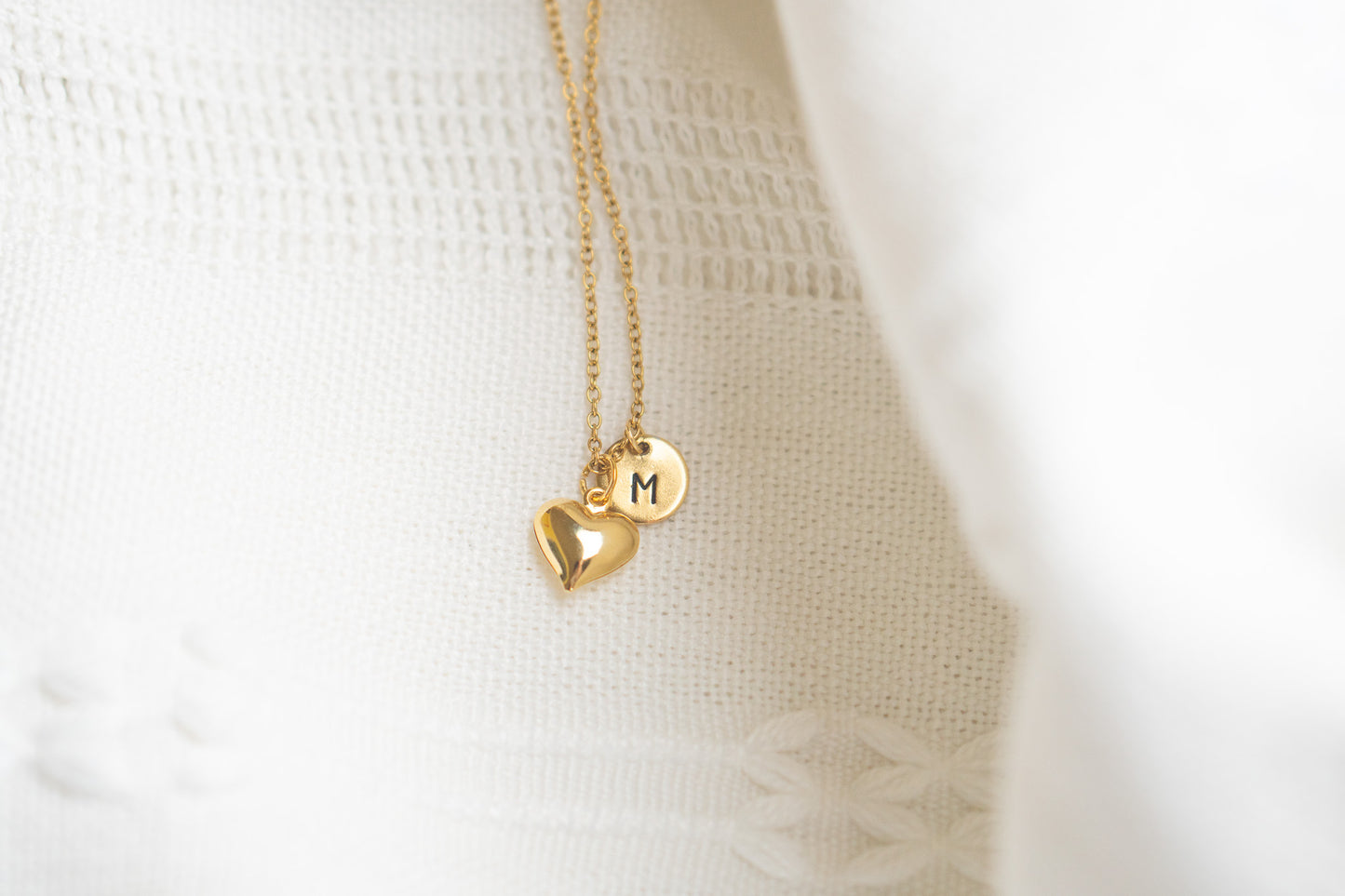 Mini Gold Puff Heart Necklace