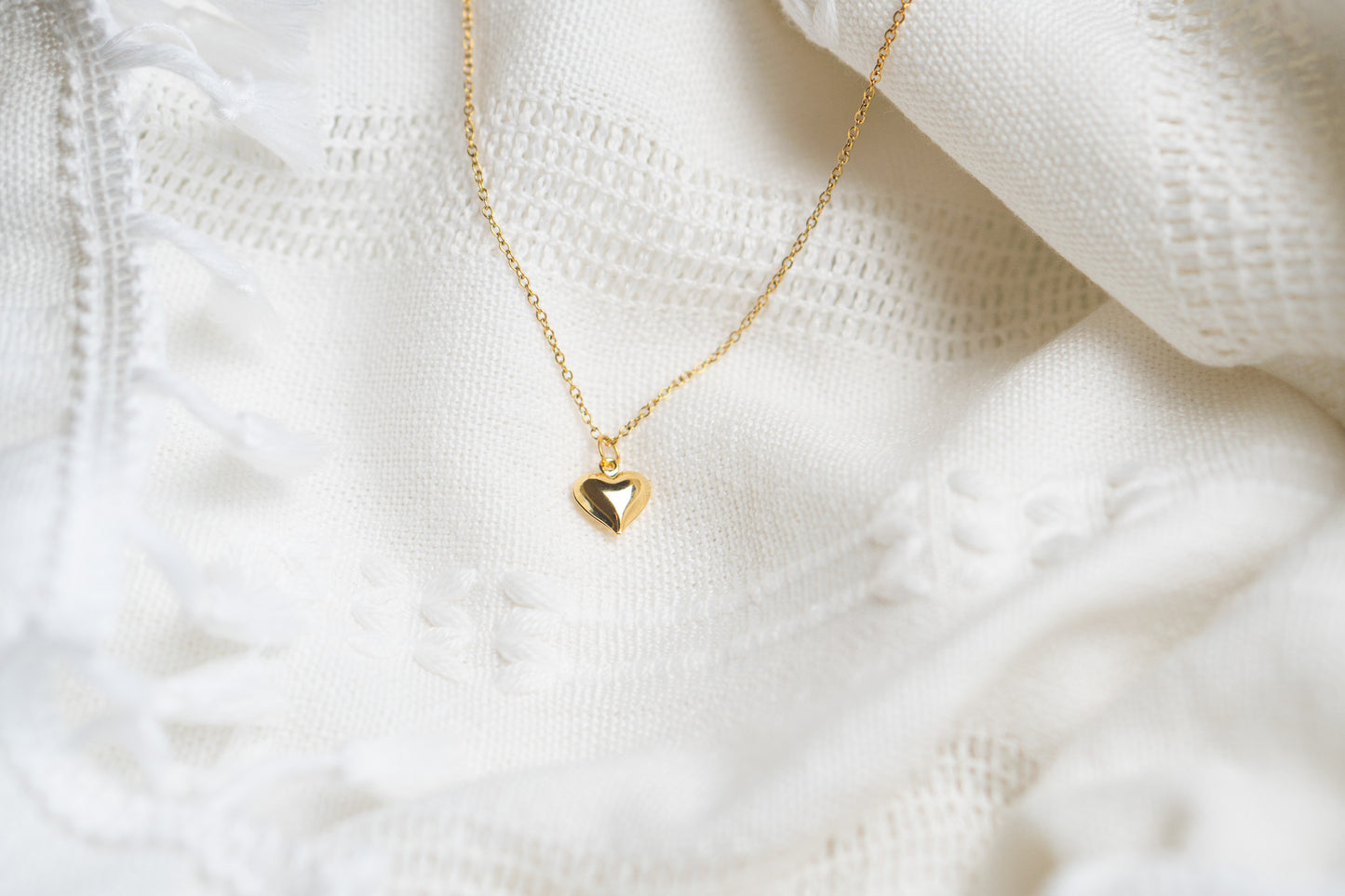 Mini Gold Puff Heart Necklace