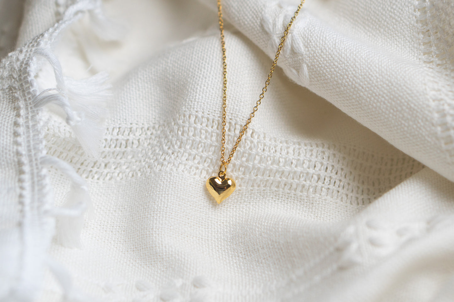 Mini Gold Puff Heart Necklace