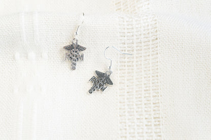 Nurse Charm Caduceus Earrings