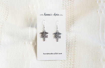 Nurse Charm Caduceus Earrings