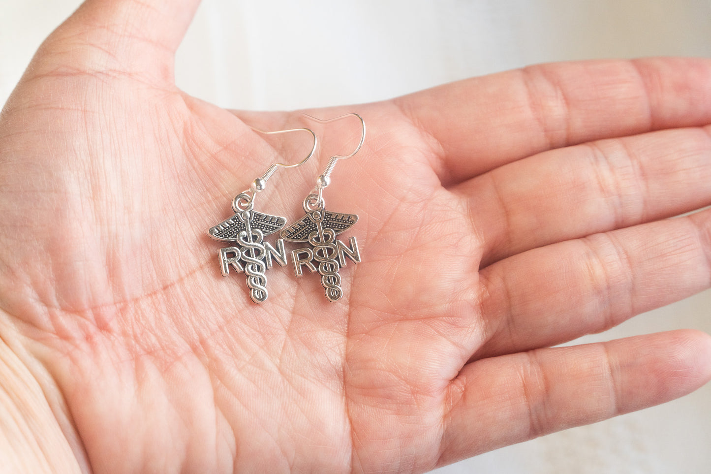 Nurse Charm Caduceus Earrings