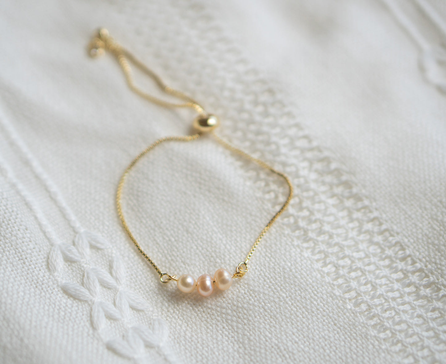 Dainty Three Freshwater Pearl Bracelet