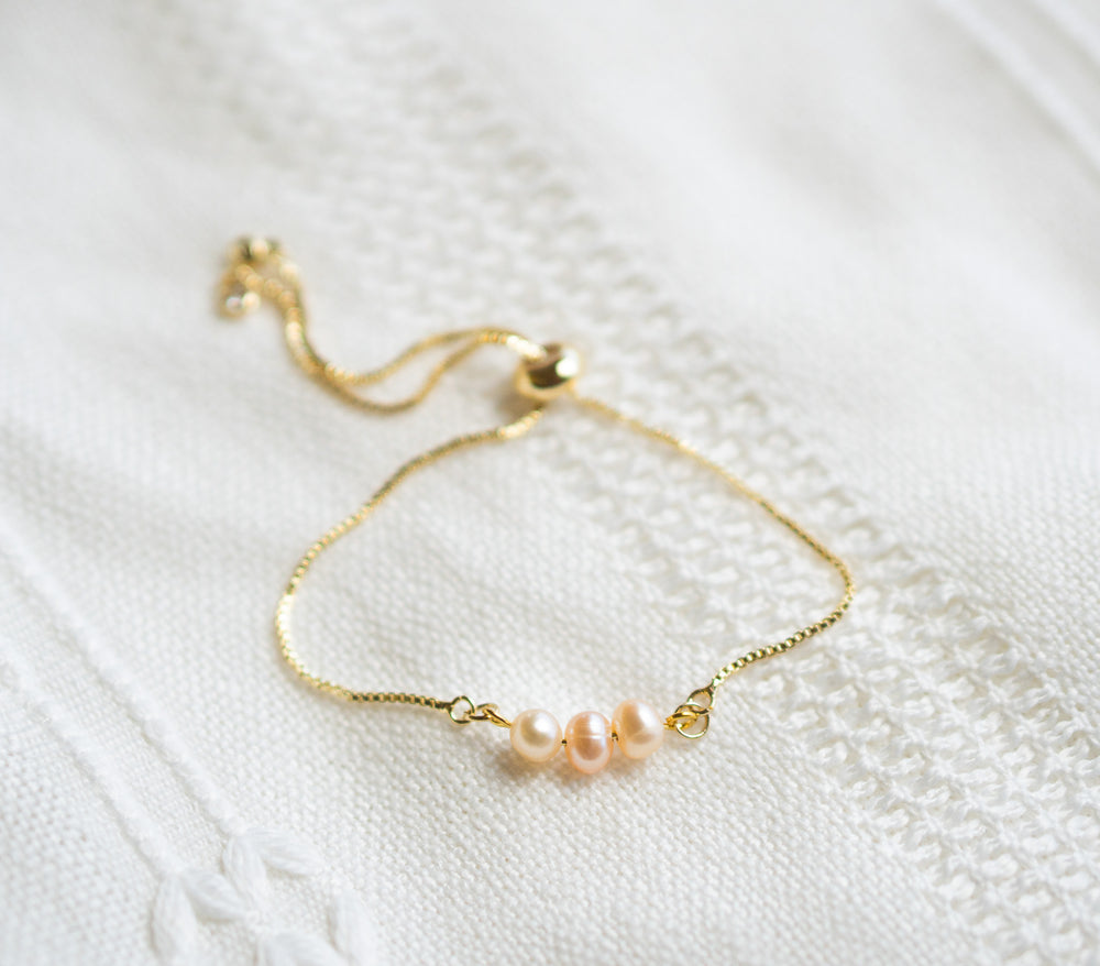 Dainty Three Freshwater Pearl Bracelet