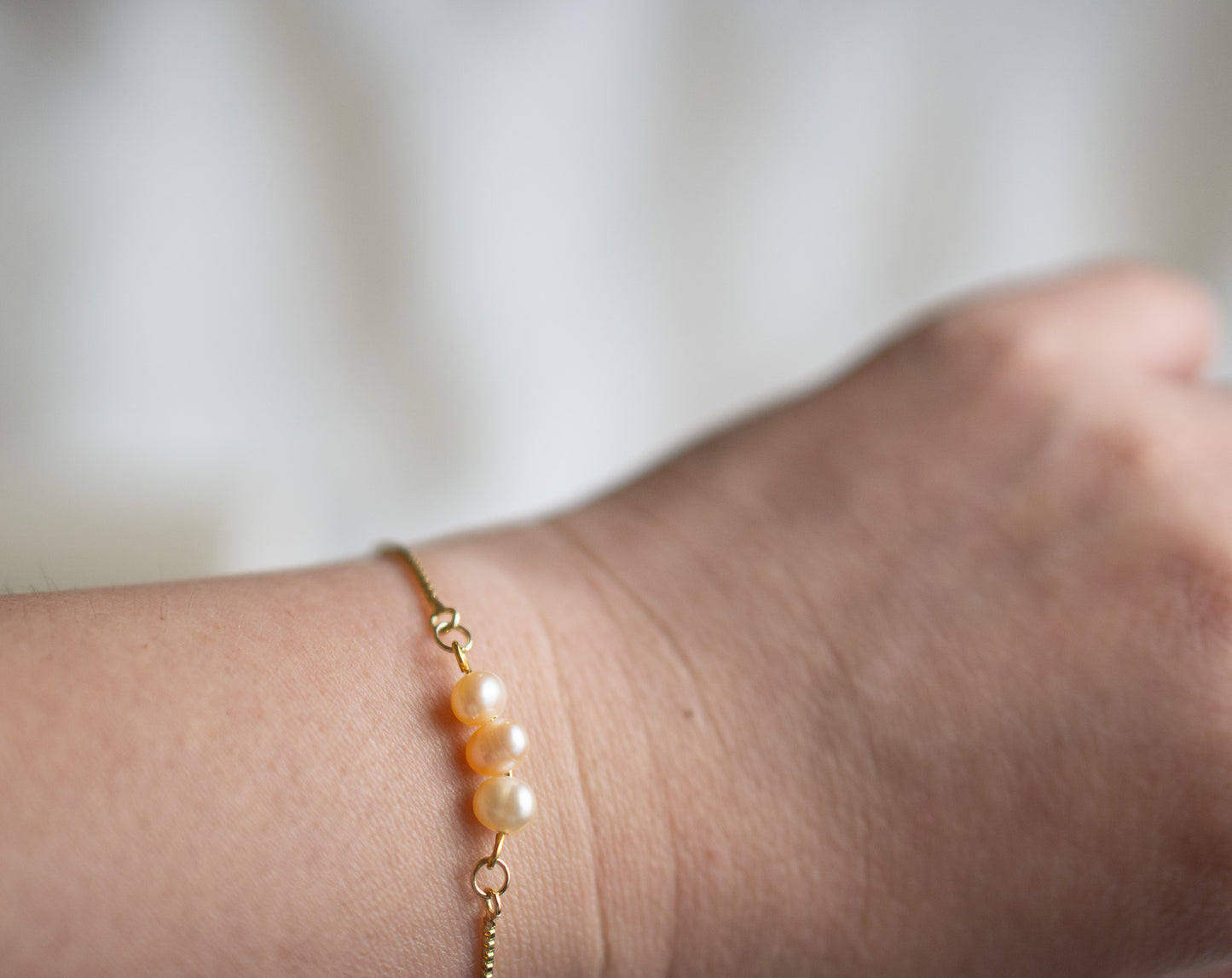 Dainty Three Freshwater Pearl Bracelet