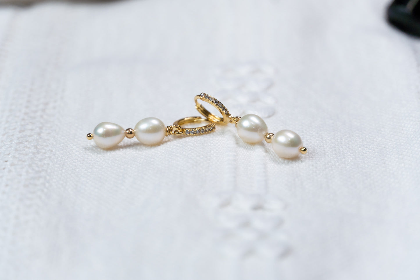 Two Pearls CZ Hoop