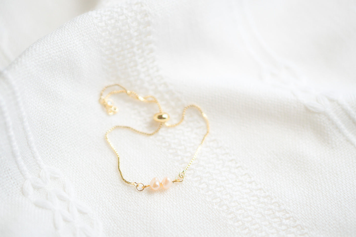 Natural Freshwater Dainty Peach Pearl Bracelet,
