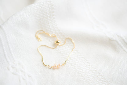Natural Freshwater Dainty Peach Pearl Bracelet,