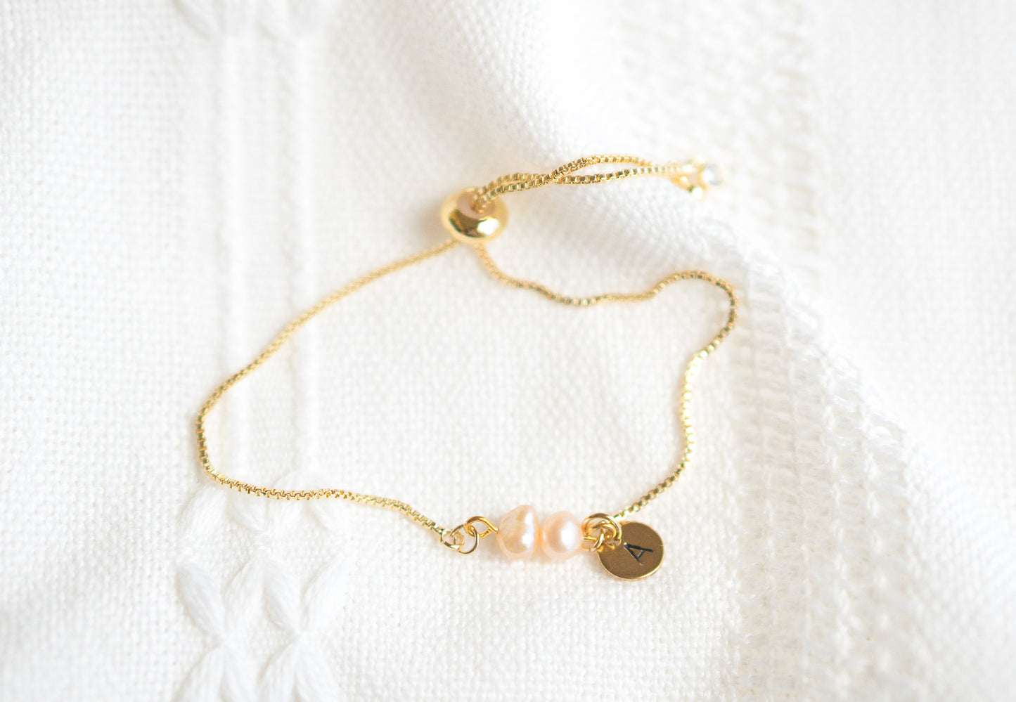 Natural Freshwater Dainty Peach Pearl Bracelet,