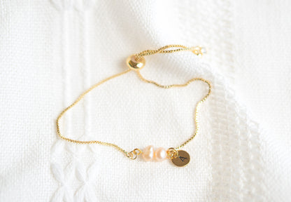 Natural Freshwater Dainty Peach Pearl Bracelet,