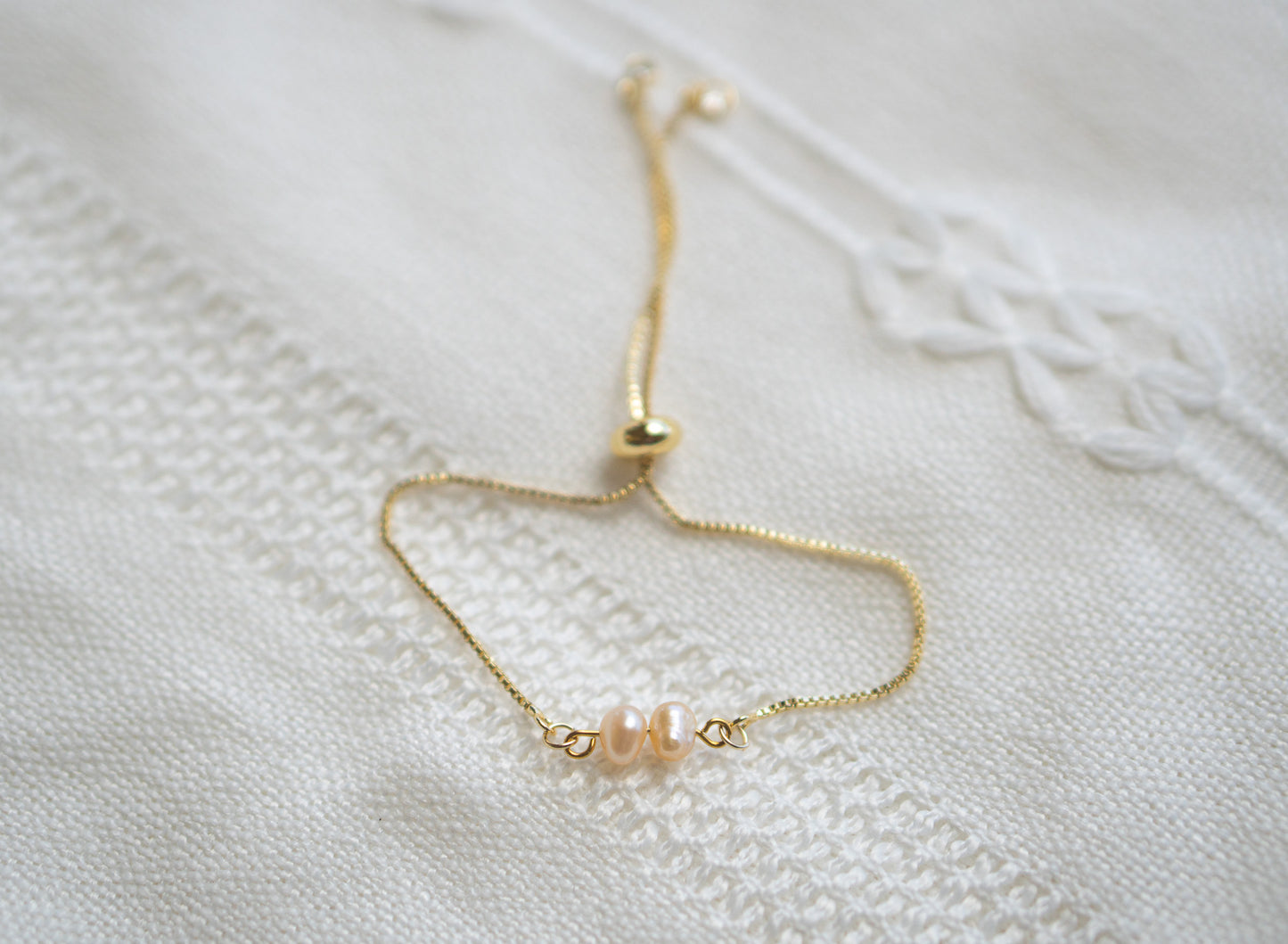 Natural Freshwater Dainty Peach Pearl Bracelet,