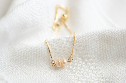 Natural Freshwater Dainty Peach Pearl Bracelet,