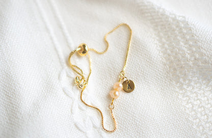 Natural Freshwater Dainty Peach Pearl Bracelet,