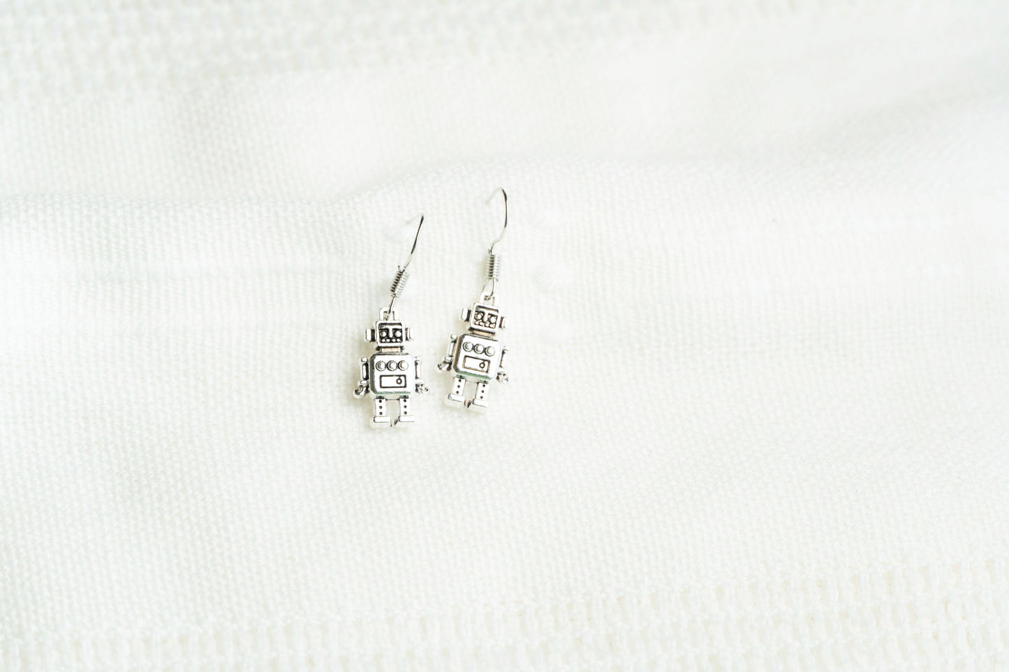 Antique Silver Robot Earrings